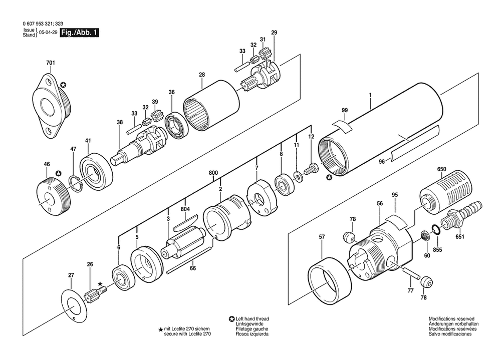Section 1 Diagram and Parts List for 0607953323  Bosch Engine