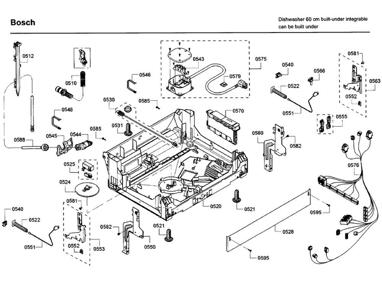 Base Diagram and Parts List for SHP65T56UC 09 Bosch Dishwasher