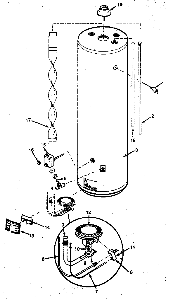 Replacement Parts Diagram and Parts List for 153333573  Kenmore Water Heater
