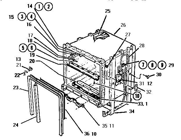 Tank Diagram and Parts List for TD5000S  Thermador Dishwasher
