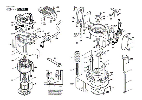 Bosch 1845 (F012184544) Diagram and Parts List for 1845 F012184544 Bosch Router