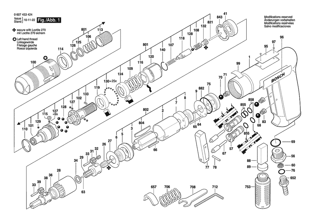 Section 1 Diagram and Parts List for 0607453424  Bosch Screwdriver