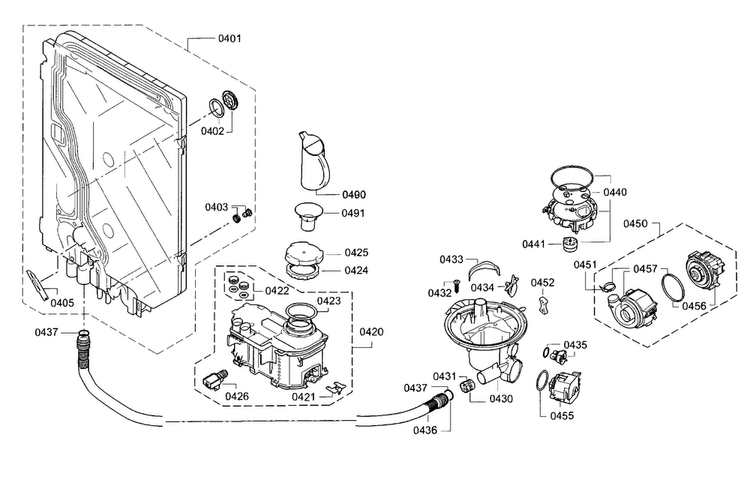 Pump Diagram and Parts List for SGE68U55UC A3 Bosch Dishwasher