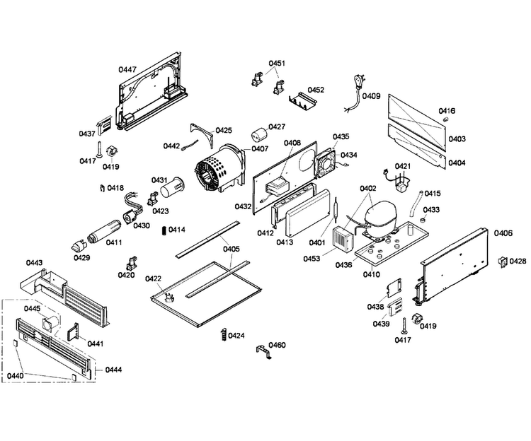 Compressor Diagram and Parts List for T18ID80NLP 33 Thermador Freezer