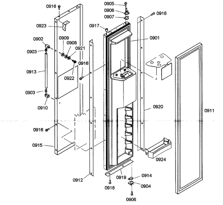 Door Assy 2 Diagram and Parts List for KBUIT4855E01  Thermador Refrigerator