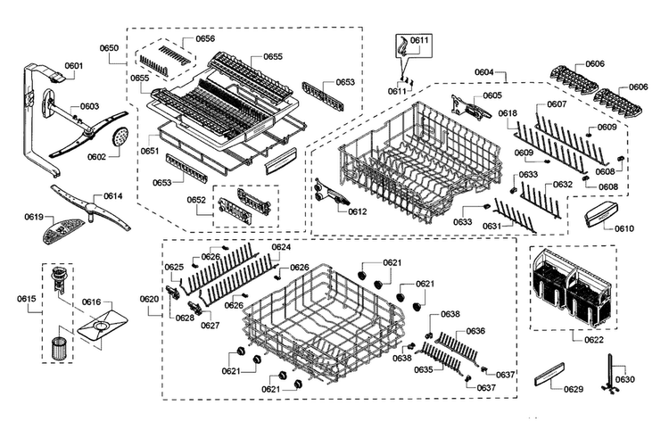 Rack Assy Diagram and Parts List for SHX8PT55UC 05 Bosch Dishwasher