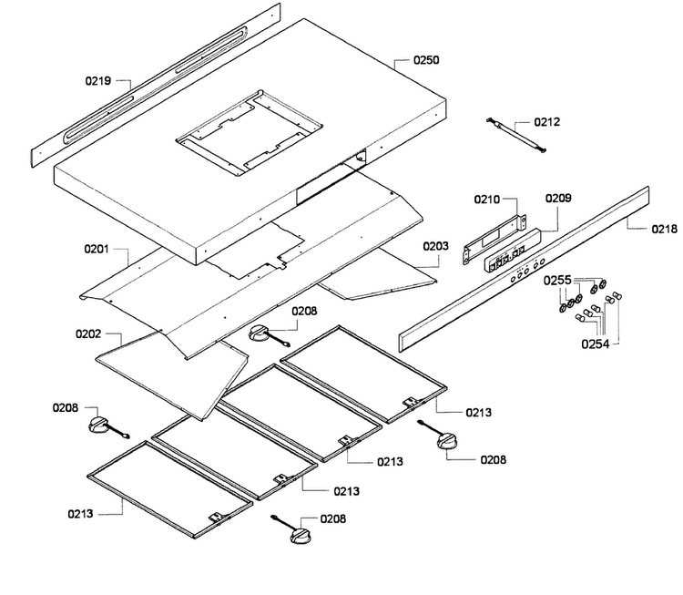 Range Hood Diagram and Parts List for HPIB48HS 01 Thermador Range Hood