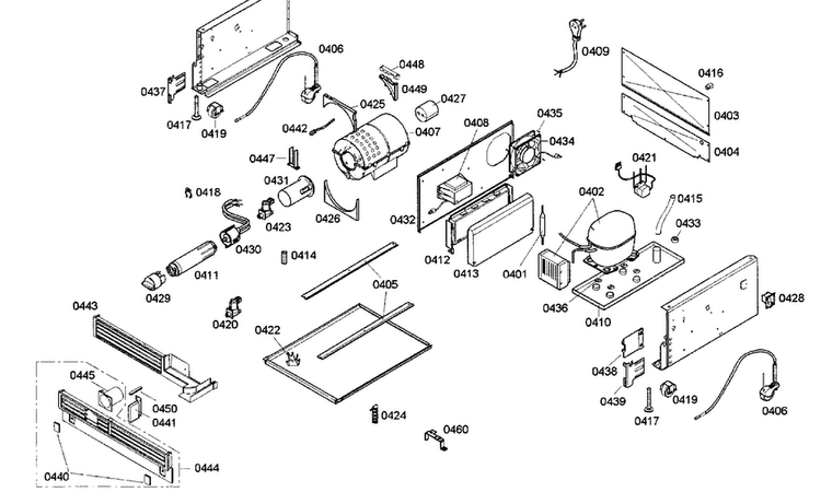 Compressor Diagram and Parts List for B18ID80NRP 01 Bosch Freezer