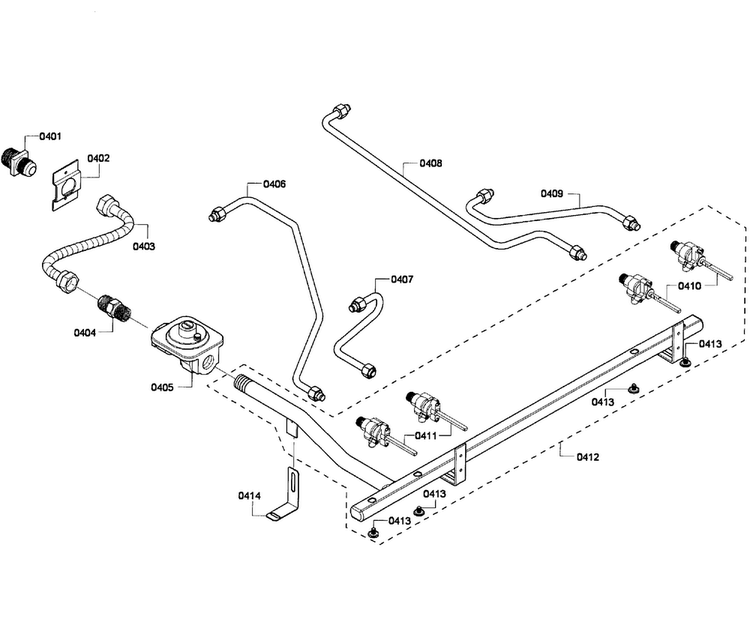 Manifold Diagram and Parts List for PRD304EG 11 Thermador Range