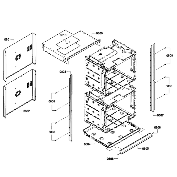 Cabinet Assy Diagram and Parts List for HBL8650UC 05 Bosch Wall Oven