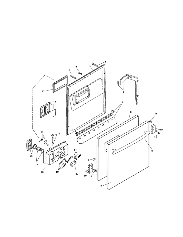 Door Assembly Diagram and Parts List for SHU9912UC 06 Bosch Dishwasher