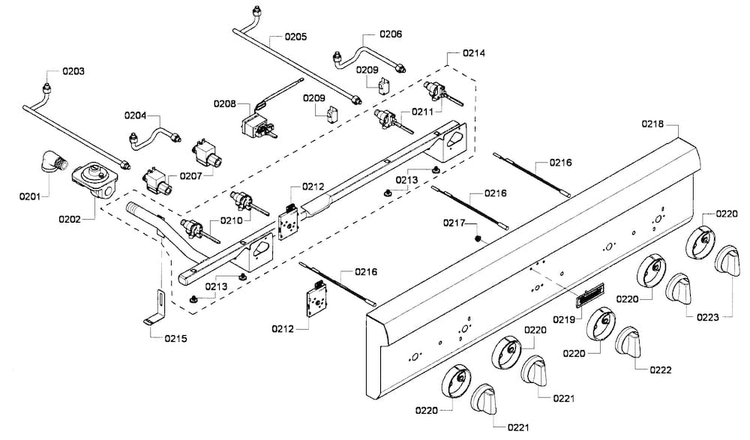 Controls Diagram and Parts List for PCG364GD-02  Thermador Cooktop