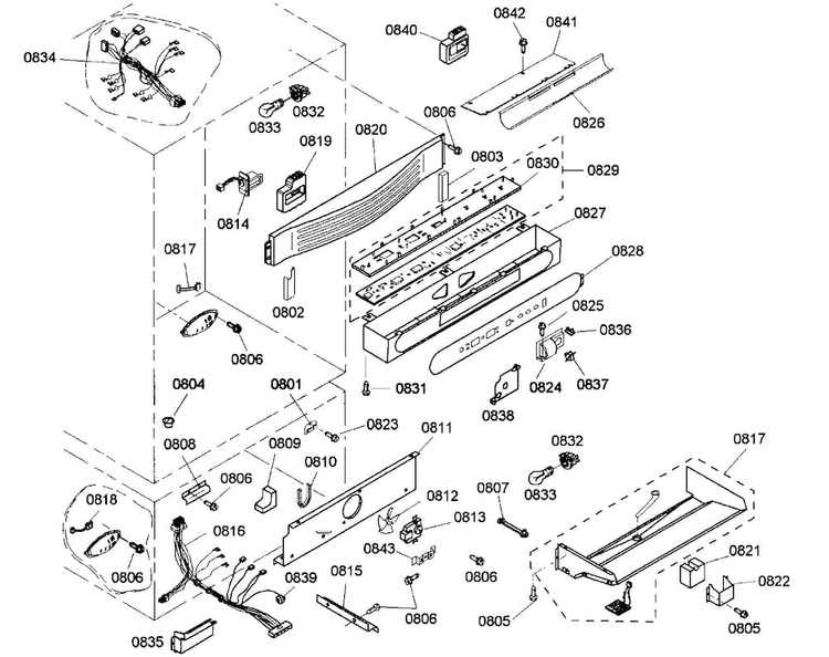 Control Asy Diagram and Parts List for KBURT3655E01  Thermador Refrigerator