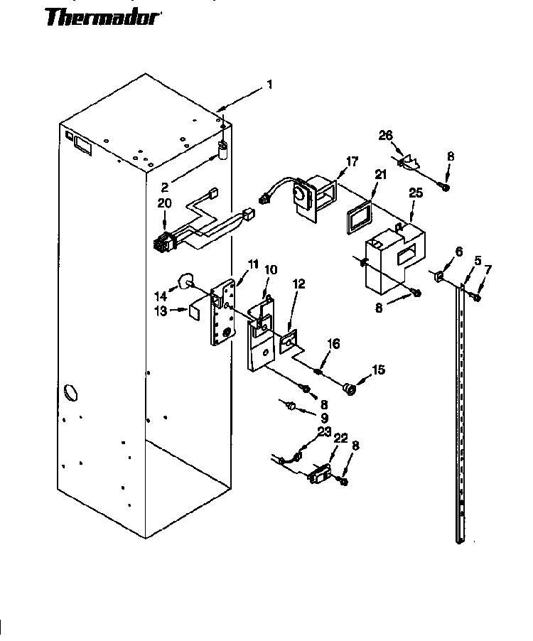 Refrigerator Liner Diagram and Parts List for TSS36DAW-06  Thermador Refrigerator
