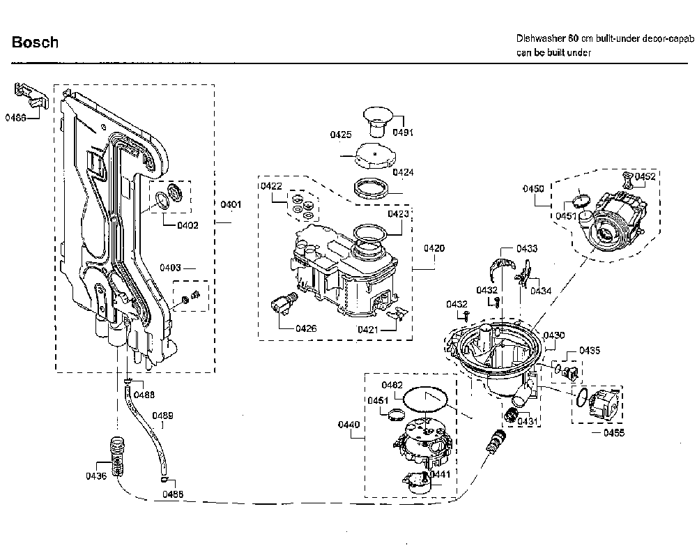 Pump Diagram and Parts List for SHE89PW55N 01 Bosch Dishwasher
