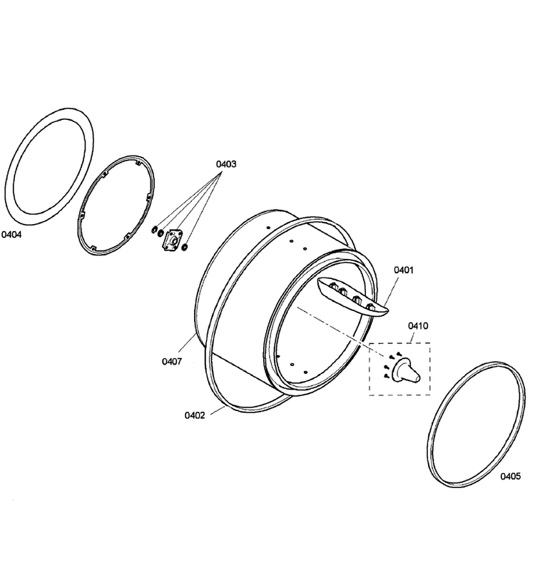 Drum Diagram and Parts List for WTV76100US 03 Bosch Dryer