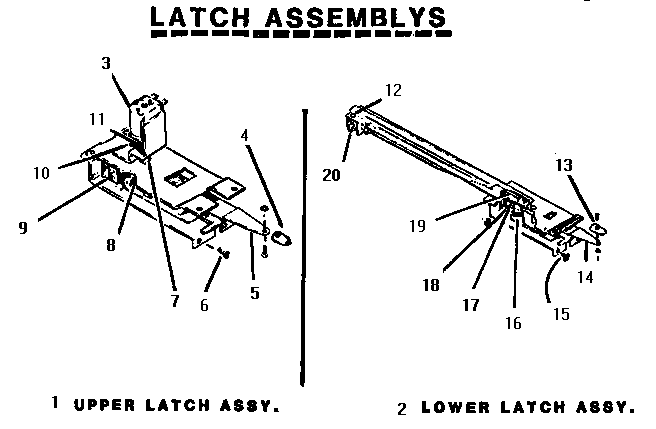 Latch Assemblies Diagram and Parts List for MSC224S  Thermador Range