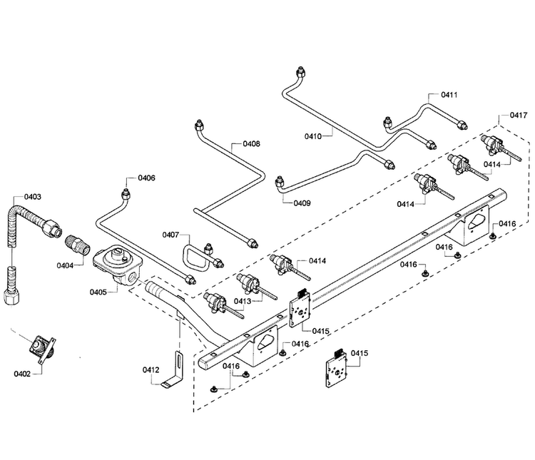 Manifold Diagram and Parts List for PRD366GHC 08 Thermador Range