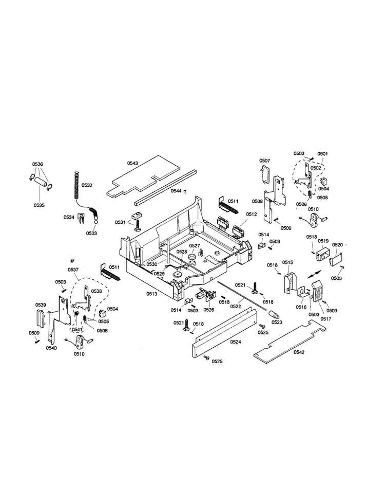 Base Diagram and Parts List for SHX46L05UC 18 Bosch Dishwasher