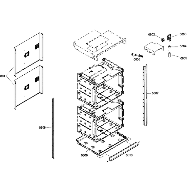 Cabinet Assy Diagram and Parts List for HBL5660UC 01 Bosch Wall Oven