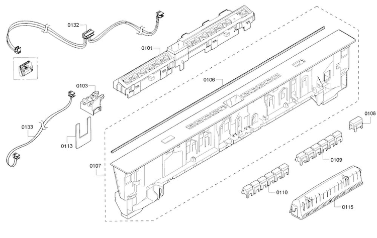 Control Panel Diagram and Parts List for SHP65TL5UC 01 Bosch Dishwasher