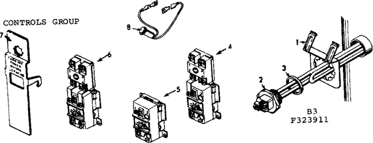 Controls Group Diagram and Parts List for 153324412  Kenmore Water Heater