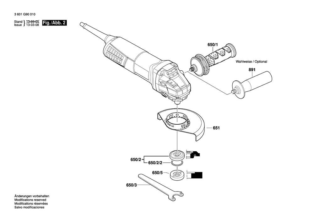 Diagram 2 Diagram and Parts List for AG40-85 3 601 G90 010 Bosch Angle Grinder