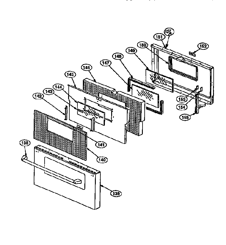 Oven Door Diagram and Parts List for PRSE366  Thermador Range