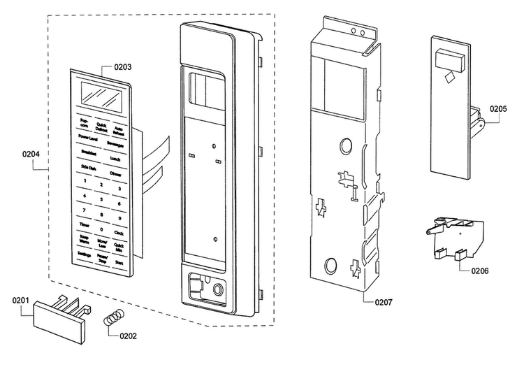 Control Panel Diagram and Parts List for BM281730 01 Gaggenau Microwave
