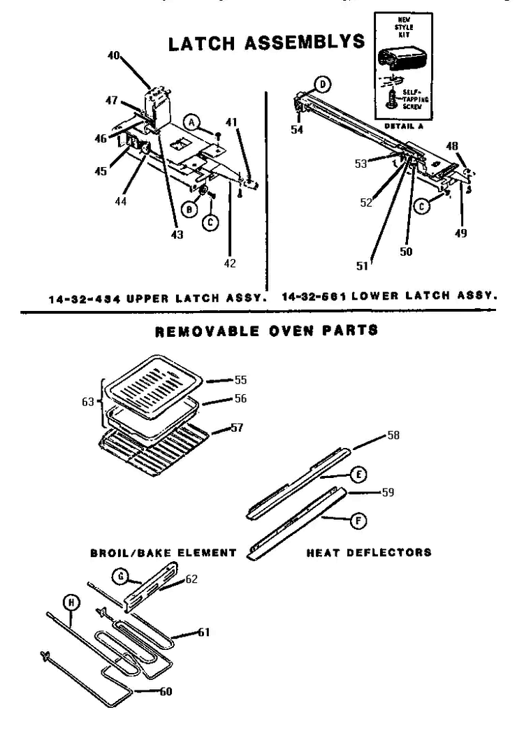 Latch Assemblies And Oven Parts Diagram and Parts List for CT227  Thermador Wall Oven