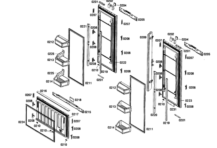 Door Assy Diagram and Parts List for T36IT71NNP 22 Thermador Refrigerator