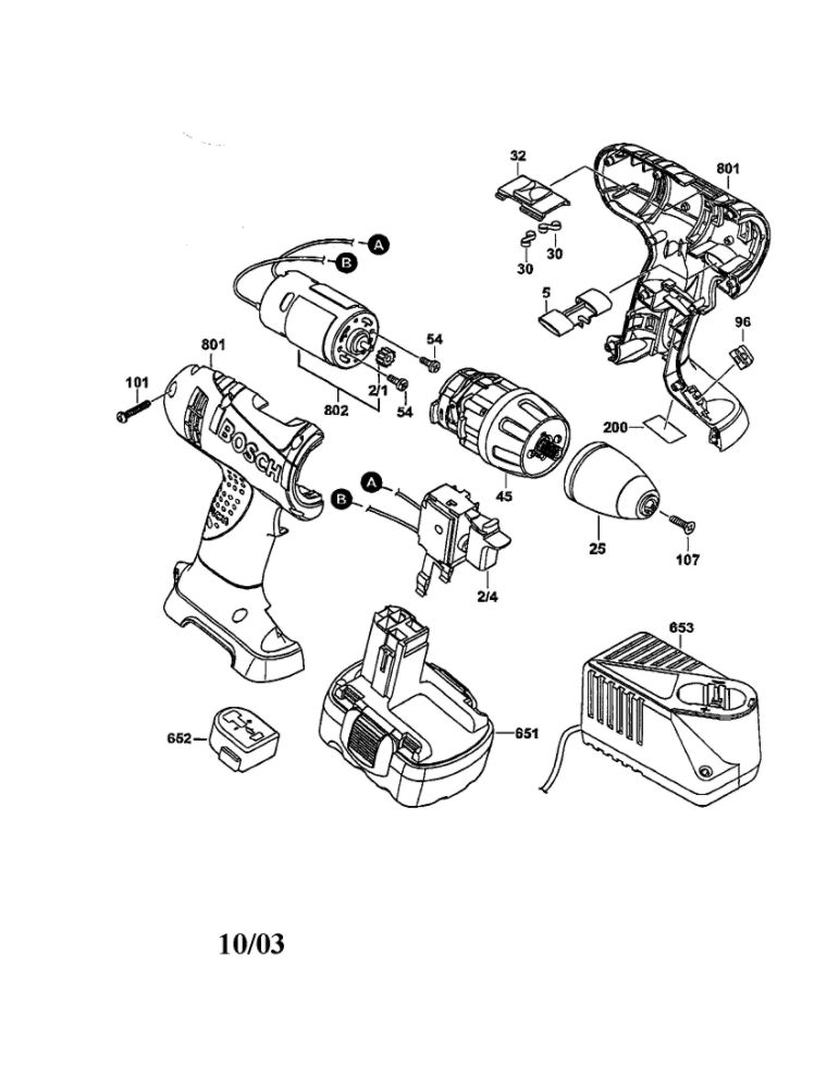 14.4v Drill-Driver Diagram and Parts List for 0601916460  Bosch Cordless Drill