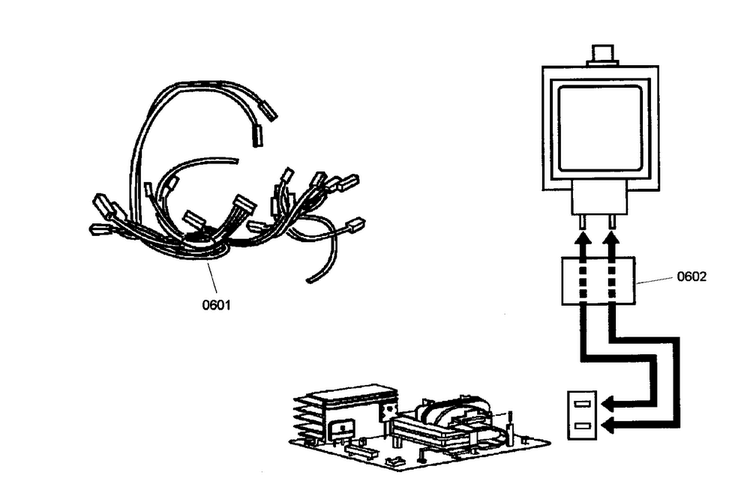 Wiring Harness Diagram and Parts List for POMW30101  Thermador Microwave