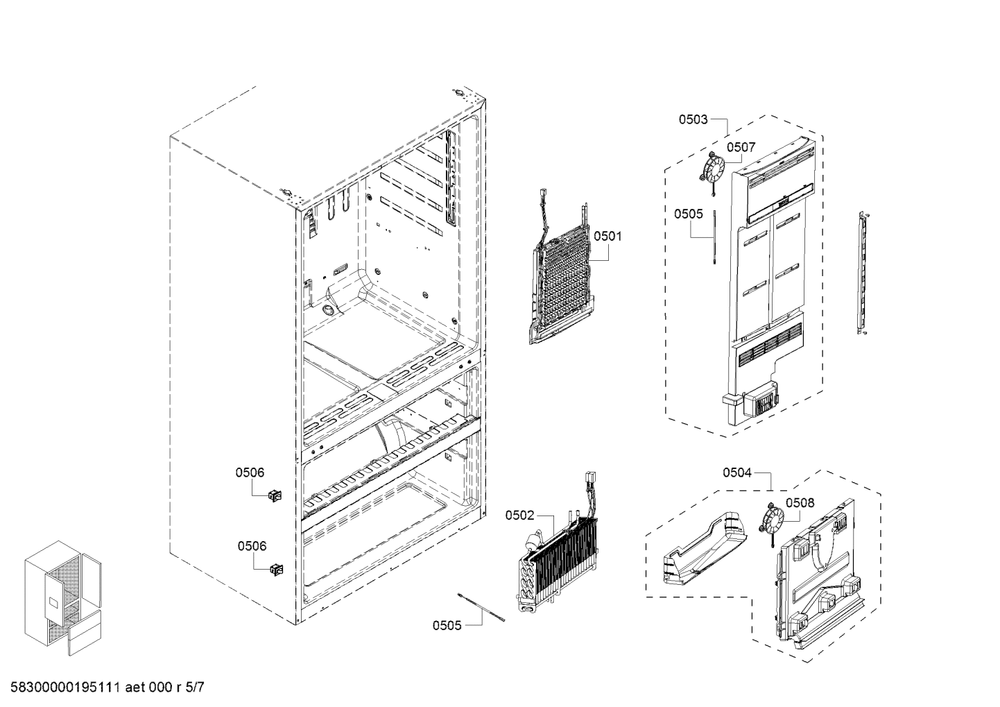Diagram 12 Diagram and Parts List for B21CL80SNS-02  Bosch Refrigerator