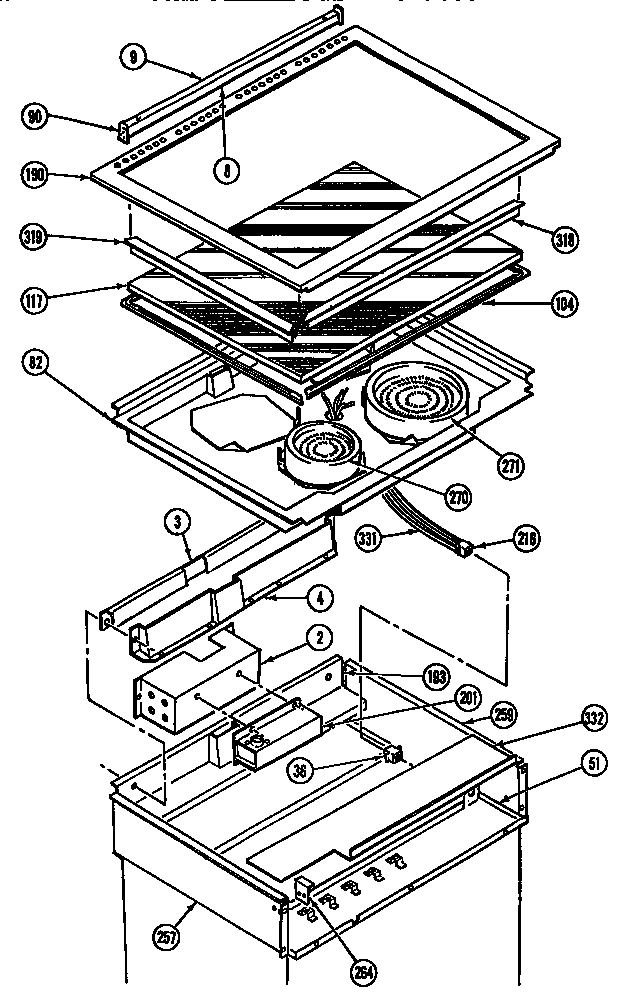 Cooktop Diagram and Parts List for ESC-30  Thermador Range