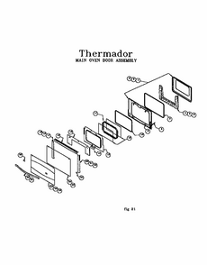 Main Oven Door Assembly Diagram and Parts List for RED30VQW PRIOR-9708 Thermador Range
