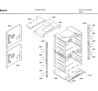 Frame Diagram and Parts List for HBL5651UC 02 Bosch Wall Oven