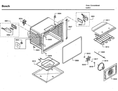 Cavity 2 Diagram and Parts List for HBLP651RUC 02 Bosch Wall Oven