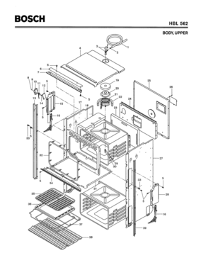 01 - BODY, UPPER Diagram and Parts List for HBL562  Bosch Range