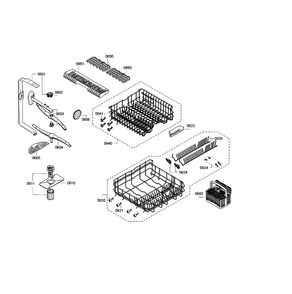 Rack Diagram and Parts List for SGE63E06UC 86 Bosch Dishwasher