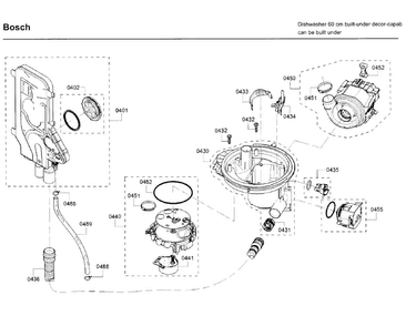 Pump Diagram and Parts List for SHE65T55UC 09 Bosch Dishwasher