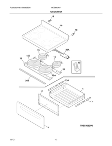 Part Location Diagram of 5303288572 Bosch Range oven door handle screw
