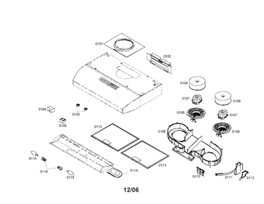 Range Hood Diagram and Parts List for DUH30162UC 01 Bosch Range Hood