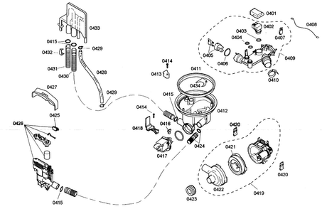 Pump Diagram and Parts List for SHE43M05UC 47 Bosch Dishwasher