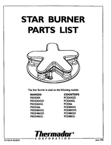 Cover Diagram and Parts List for PRDS486GDL  Thermador Range