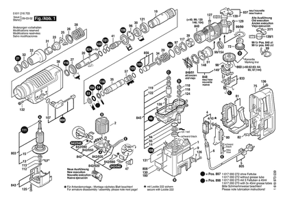 Section 1 Diagram and Parts List for 0611216734  Bosch Hammer Drill
