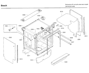 Frame Diagram and Parts List for SGE68U55UC C9 Bosch Dishwasher