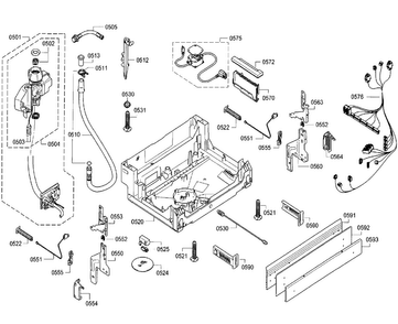 Base Diagram and Parts List for SGE68U55UC 98 Bosch Dishwasher