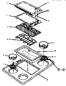 Cooktop & Griddle Diagram and Parts List for ESC30CVB  Thermador Range