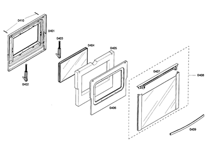 Door Assy Diagram and Parts List for HEI7052U 03 Bosch Range